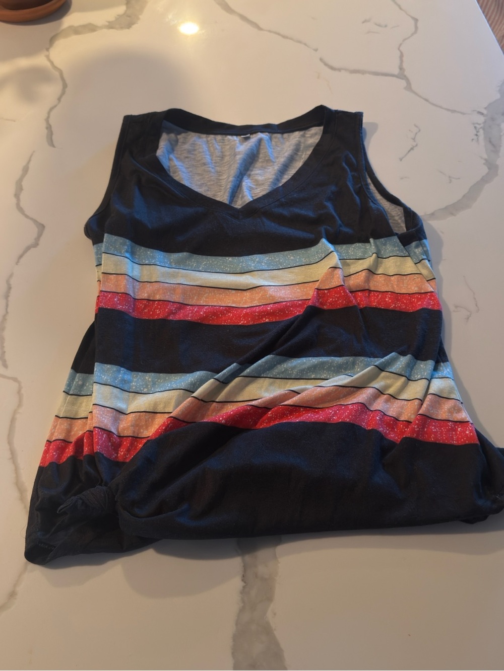 Women’s Sleeveless V-Neck Stripe Tank Top - Multicolor